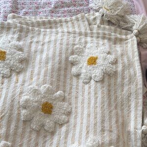 Floral Striped Decorative Throw Blanket with Tassels